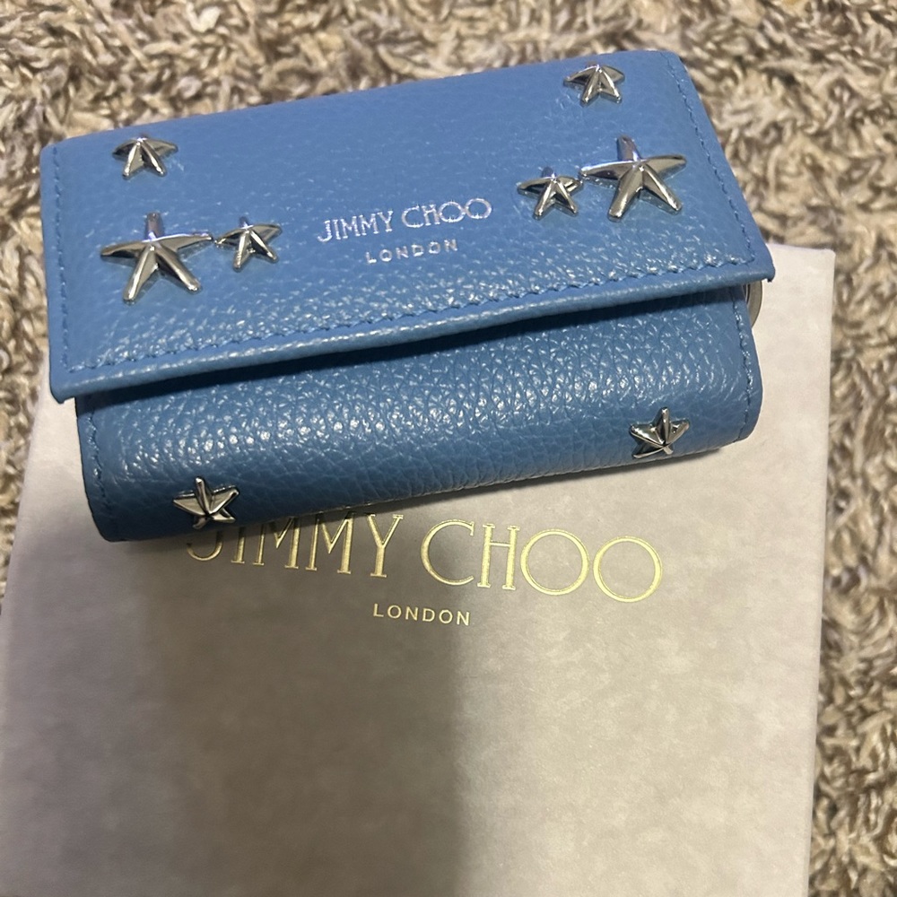 Jimmy Choo Neptune Leather Keychain Holder(Blue)